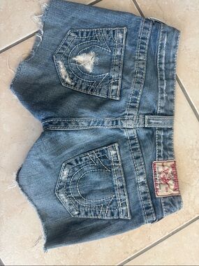 True Religio' Distressed Denim Shorts joey cut off